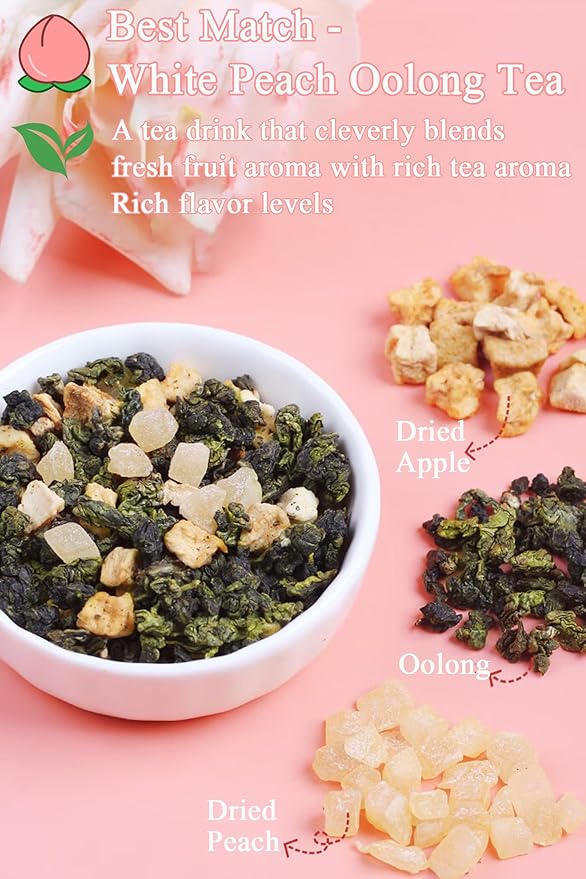 Shengmingxi White Peach Oolong Tea Bags 7.05oz/200g 50Packs High Mountain Oolong Tea Chinese Tea Bags Sweet Flavor Hot &amp Iced Tea 白桃乌龙茶 乌龙茶 蜜桃乌龙茶