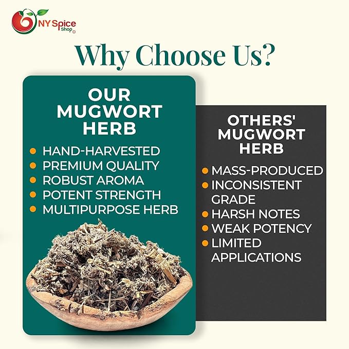 NY Spice Shop Cut &amp Sifted Dried Mugwort Leaves - 3 Pound Natural Artemisa Hierba Seca - Dried Mugwart - Herb Dried Tea (Artemisia vulgaris L.) - Herb Loose Leaves for Herbal Tea