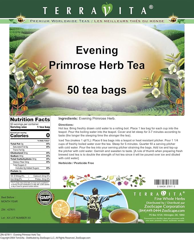 Evening Primrose Herb Tea (50 tea bags ZIN: 427611)