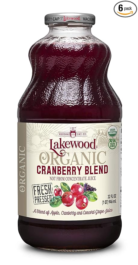 Lakewood Organic Cranberry Juice Blend 32-Ounce Bottles (Pack of 6)