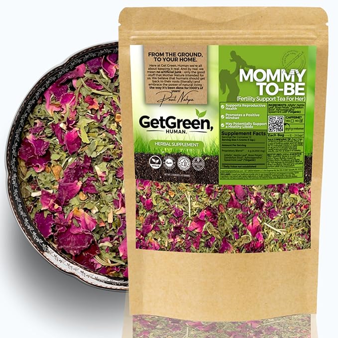Fertility and Pregnancy Support Loose Leaves Tea For Her w/ Alfalfa Nettle Leaf | Organic Herbal Tea | 2 oz (57 gram) | Decaf Vegan Healthy Zero Caffeine Herbs No Natural or Artificial Flavors