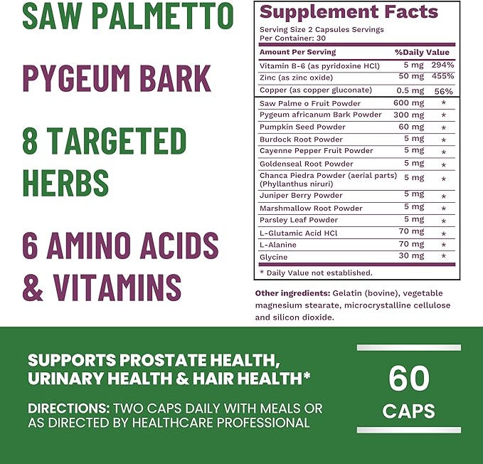 Prostavit Prostate Support Supplement for Men – Saw Palmetto 600mg Pygeum Bark Pumpkin Seed Nettle &amp Zinc – Urinary Flow Bladder Control Reduce Nighttime Urination Prostate &amp Hair Health