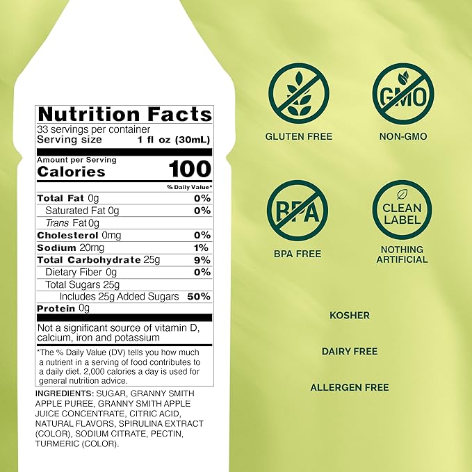 Monin - Granny Smith Apple Purée Tart and Sweet Great for Smoothies and Desserts Gluten-Free Non-GMO (1 Liter)