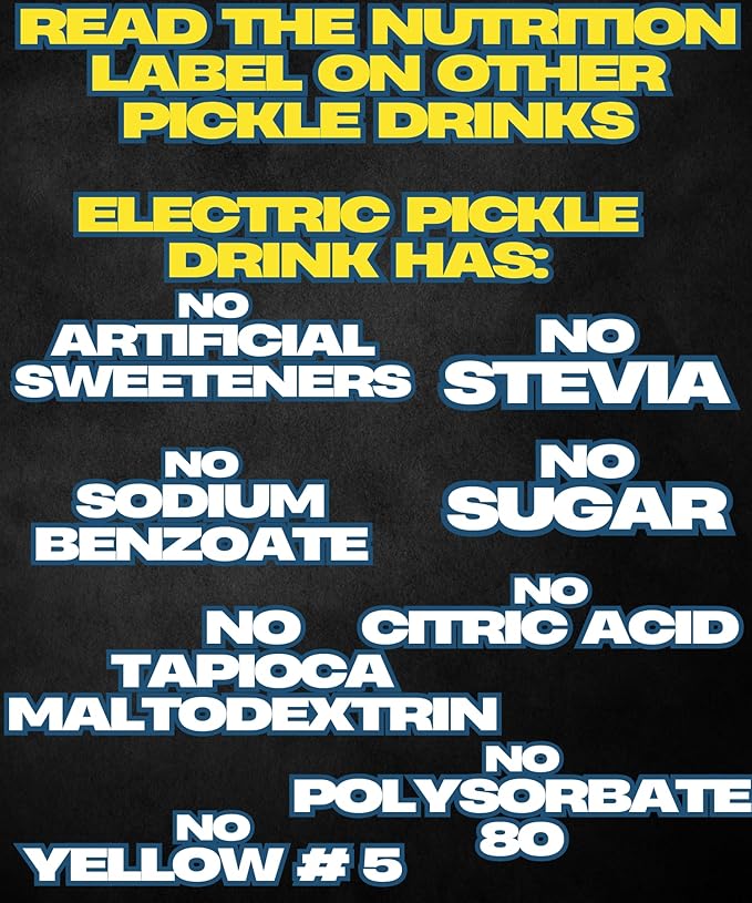 Electric Pickle Drink Hydration – Relieves Muscle Cramps – Designed for Day &amp Night Leg + Menstrual Cramp Relief – Made with Natural Ingredients. Sugar Free Electrolytes – Pops Shots – Sports Dri