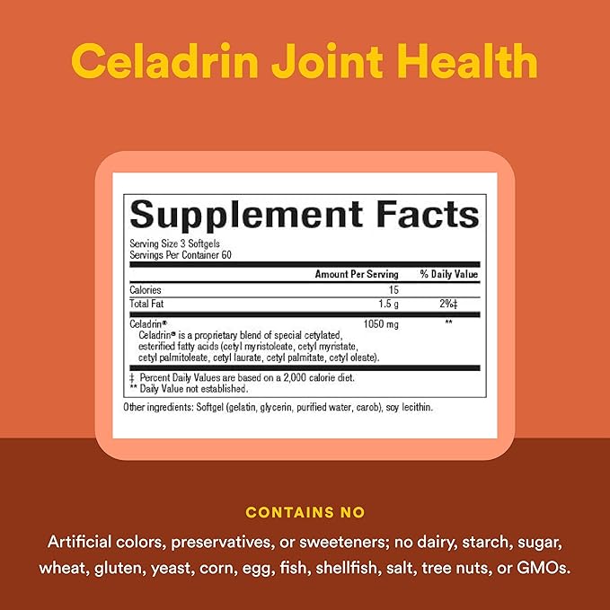Natural Factors Celadrin Joint Health Promotes Flexibility Mobility and Joint Function 180 Softgels