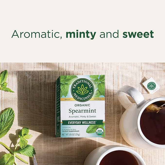 Traditional Medicinals Tea Organic Spearmint Supports Everyday Wellness Healthy &amp Refreshing 96 Tea Bags (6 Pack)