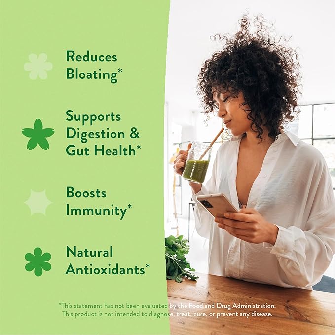 360 Nutrition Super Greens Powder with Probiotics &amp Digestive Enzymes Sugar &amp Gluten Free Plant-Based Superfood for Gut Health Immunity - 6.35 oz