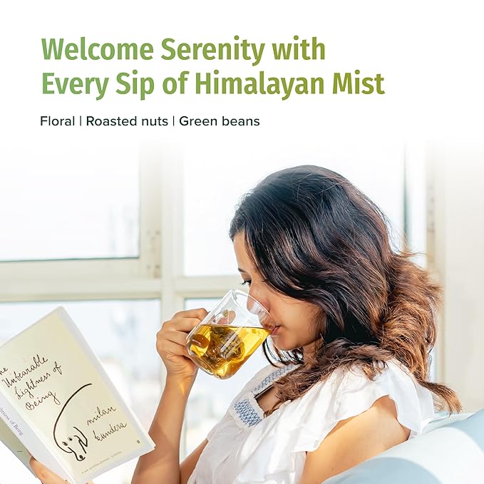 NEPAL TEA Organic Green Tea Bags from the Himalayas - 50 Pyramid Tea Bags Single Origin from a Family Farm - Green Tea Bags with Loose Leaf Tea Inside (Himalayan Mist)