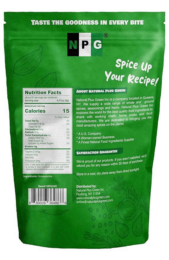 NPG Dried Honeysuckle Bulk 16 Oz Jin Yin Hua Natural Herbal Tea Sweet Floral Aroma Resealable Packaging Versatile for Relaxing Teas Traditional Dry Flower Tea