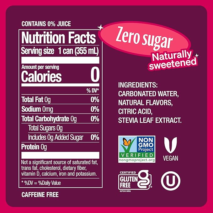 Zevia Zero Calorie Soda Black Cherry 12 Ounce Cans (Pack of 20)