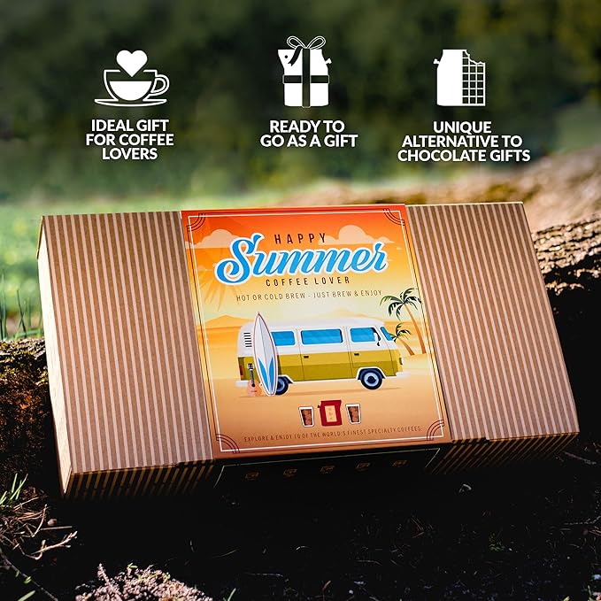 Gourmet Summer Coffee Gift Set for Men &amp Women - 10 World's Finest Single Origin Specialty &amp Organic Coffees in Innovative Brewers | Sampler Box for Coffee Lover to Brew &amp Enjoy Anytime A