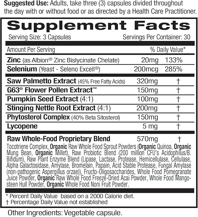 EMERALD LABS Prostate Health - Prostate Support Supplement with Saw Palmetto Lycopene Stinging Nettle &amp More* - Vegan &amp Gluten-Free - 90 Vegetable Capsules (30-Day Supply)
