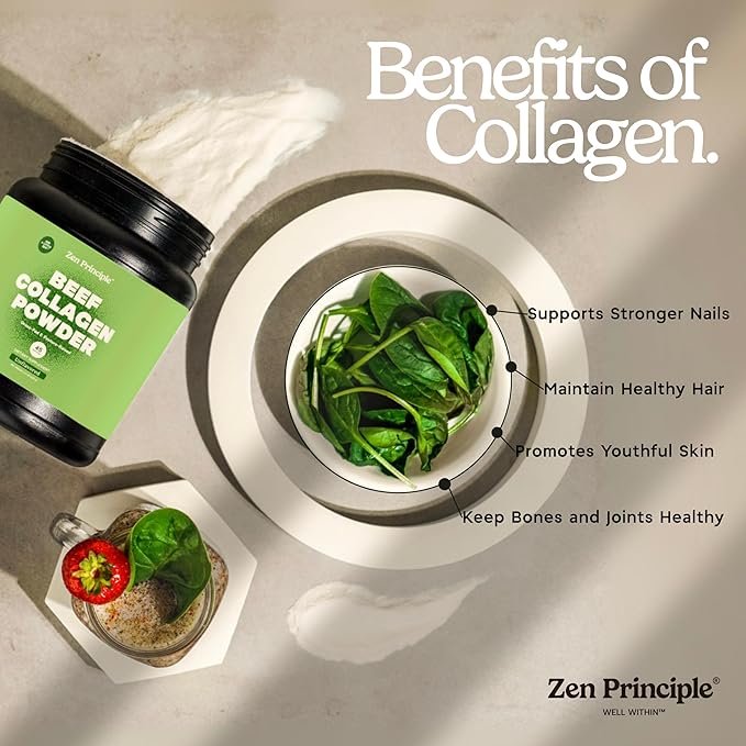 Zen Principle Grass-Fed Agglomerated Hydrolyzed Collagen Peptides 1.5 lb. Anti-Aging Protein Powder for Healthy Hair Skin Joints. Paleo Friendly GMO and Gluten Free Pasture-Raised Bovine.