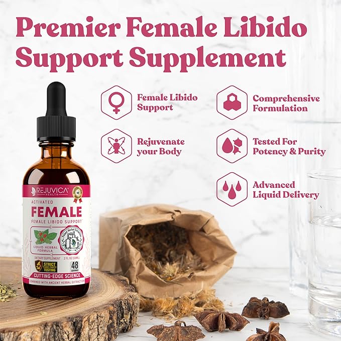 Rejuvica Health Activated Female - Advanced Female Libido Support Supplement - Liquid Delivery for Better Absorption - Maca Horny Goat Weed Damiana &amp More!