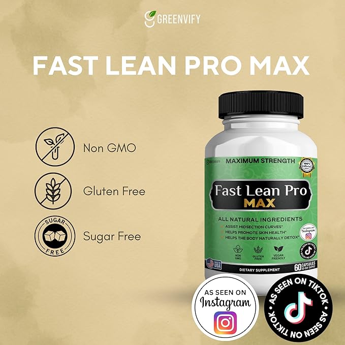 Fast Lean Pro Max Natural Dietary Supplement 60 Capsules 30-Day Supply All Natural Ingredients Vegan Friendly (2)