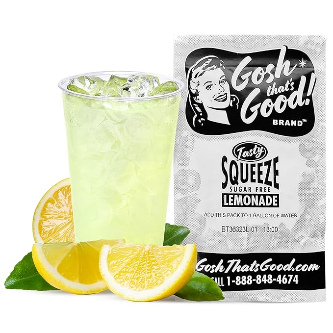 Tasty Squeeze Sugar-Free Lemonade Drink Mix Packets – 12 Count – Tangy Citrus Flavor Powder for Gallon Pitchers – Low-Calorie Easy-to-Mix Ideal for Hydration Summer Refreshments and Bulk Beverage
