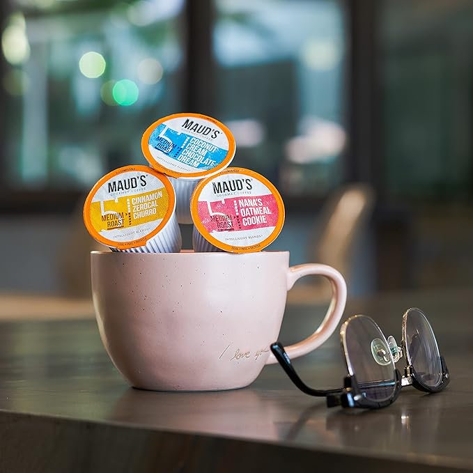 Maud's Super Flavored Coffee Pods Variety Pack 80 ct 16 Assorted Flavors Medium Roast Flavored Coffee in Single Serve Pods – 100% Arabica Beans Compatible with Keurig K Cups Maker