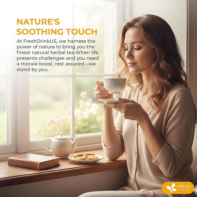 FreshDrinkUS Premium 135 Tea Bags Tulsi Chamomile Lemongrass Herbal Tea | Blend with Holy Basil Chamomile Flowers &amp Lemongrass Leaves – Naturally Caffeine-Free Soothing Herbal Infusion. Vegan