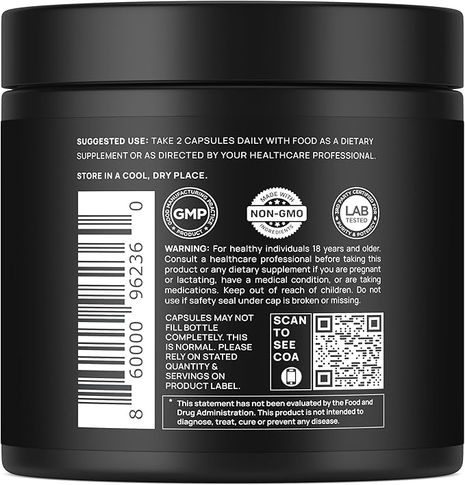 40000mg 40x Strength Organic Black Maca Root w. Ashwagandha - #1 Highest Potency Black Maca Root Capsules for Men Supplement 40:1 Extract - 100% Pure Maca Peruana Maca Powder Pills Gelatinized