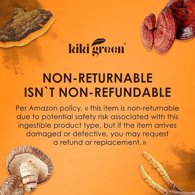 Kiki Green 8 Mushrooms Liquid Extract Drops - Adaptogenic Complex for Cognitive Support Immunity Boost - Lions Mane Supplement Cordyceps Chaga Reishi Shiitake Maitake Red Reishi