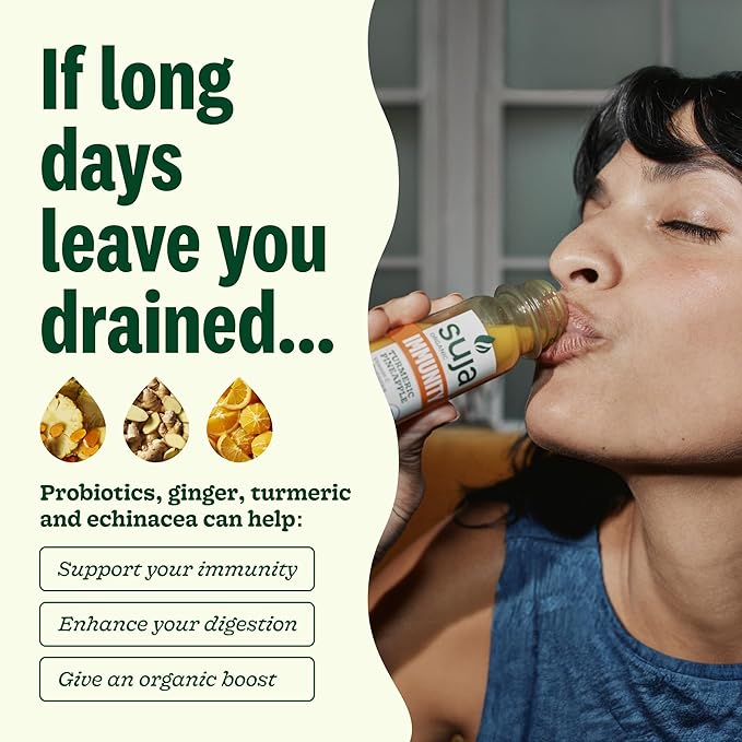 Suja Organic Immunity Defense Shot (20 Pack) with Turmeric and Ginger | Immunity Boost &amp Support | Functional Shots | Cold-Pressed Juice with Live Probiotics | Plant-Based &amp Gluten-Free (20 Pa