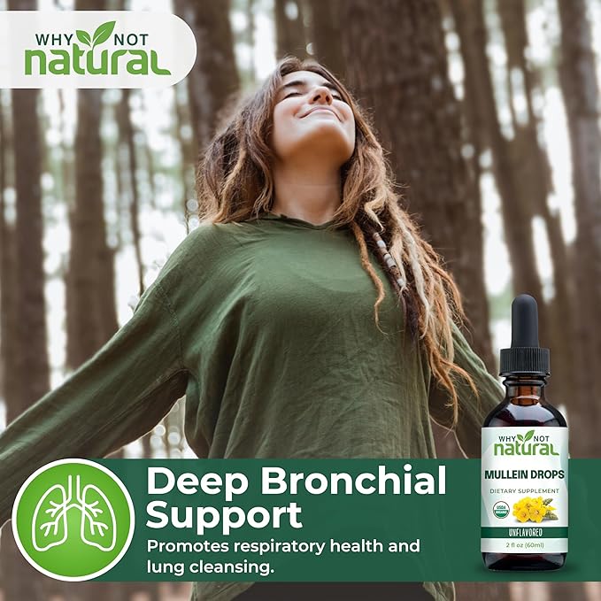 USDA Organic Mullein Drops for Lungs - Leaf Extract Tincture Supplement