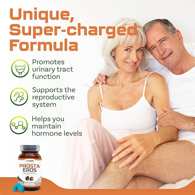 ProstaEros- Prostate Support Supplement - 7 Natural Ingredients - Black Maca Saw Palmetto Mashua Cat's Claw Gingseg Black Nettle and Zinc Capsules 90 Count (Pack of 1)