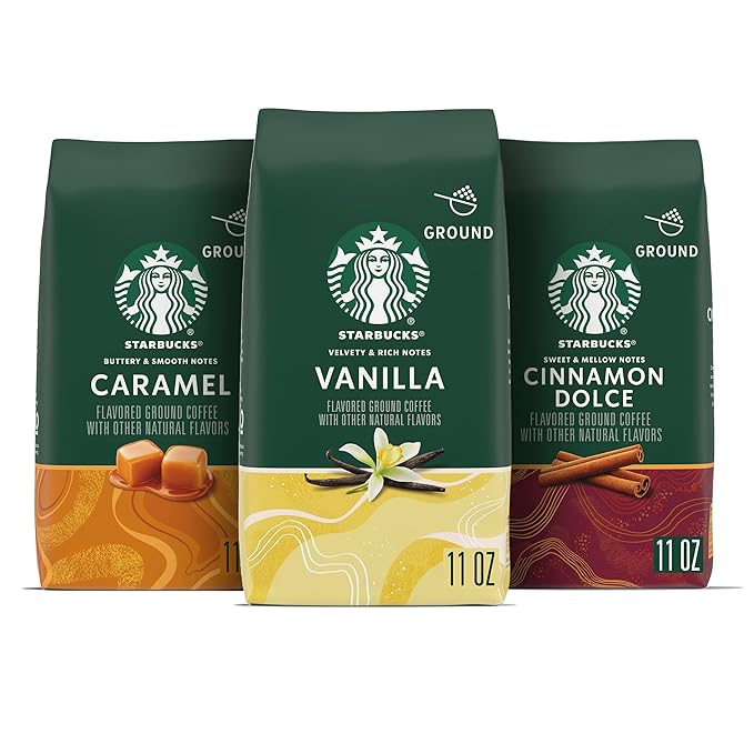Starbucks Flavored Ground Coffee Variety Pack Naturally Flavored 3 bags (11 oz each)
