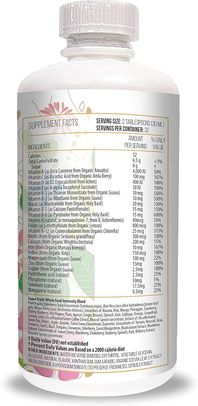 Actif Organic Bariatric Liquid Support With 25+ Organic Vitamins And Minerals For Bariatric Surgery Advanced Formula Non GMO 32 Oz