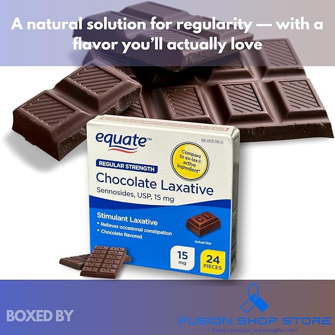 Chocolate Laxatives- Senna Laxative Chocolate 24 ct 15 mg (3 Pack) Boxed by Fusion Shop Store
