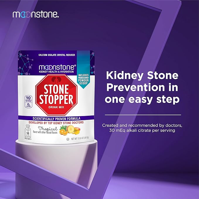 Stone Stopper Drink Mix Tropical Kidney Stone Prevention Calcium Oxalate Protector Alkali Citrate Support Developed by Urologists to Improve Hydration and Support Kidney Health 30 Day Supply