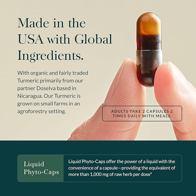Gaia Herbs Turmeric Supreme Joint Health - Joint Support Supplement with Quercetin Black Pepper Boswellia Ginger Root Curcuminoids &amp More* - 60 Liquid Phyto-Caps (30 Servings)