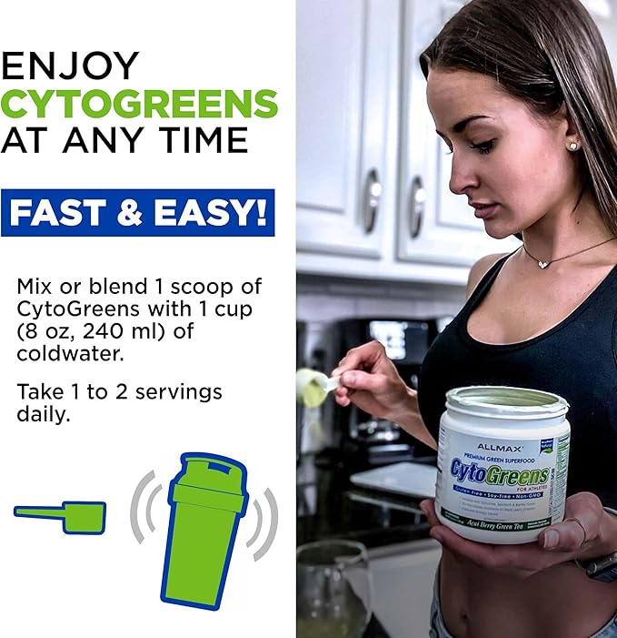 ALLMAX Naturals CytoGreens Super Greens Powder Premium Green Superfood with Greens Superfoods Prebiotic &amp Enzymes Daily Greens Supplement Chocolate 30 Servings