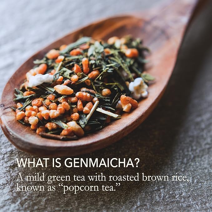 Japanese Green Tea Co. Genmaicha Japanese Green Loose Leaf with Brown Rice – Fukamushi Sencha Organic Tea From Arahataen Green Tea Farms – Natural Low Caffeine Tea with Enhanced Flavor