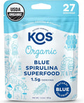 KOS USDA Organic Blue Spirulina Powder Phycocyanin - Vegan Algae Superfood - Natural Food Coloring for Smoothies &amp Protein Drinks Plant Based Non GMO - 27 Servings