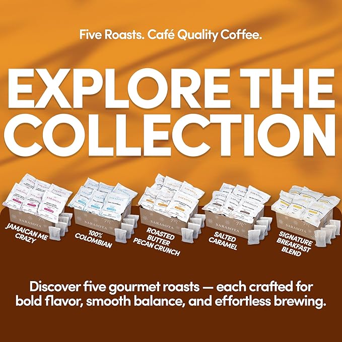 Ground Flavored Coffee In Filter Packs | Medium Roast Low Acid Mold Free Pouches | Butter Pecan Crunch Sampler Packets | Gourmet Powder Bags for 10–12 Cup Drip Maker | Highest Rated Individual Premeas
