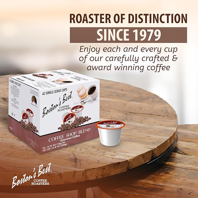 Boston’s Best - Coffee Shop Blend Hearty Medium Roast Delicious Gourmet Coffee Compatible with Keurig CoffeeMaker 1 Count (42 Single Serve Medium Roast Cups)