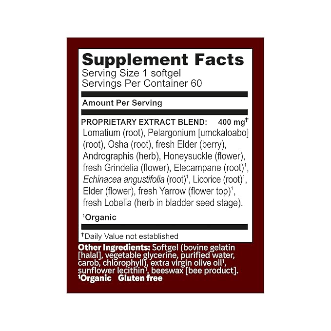 Herbs Etc. Loviral - Lung Health Supplement for Respiratory Defense &amp Support - Herbal Supplement with Lomatium Pelargonium &amp OSHA - Gluten-Free - 60 Softgels (60 Servings)