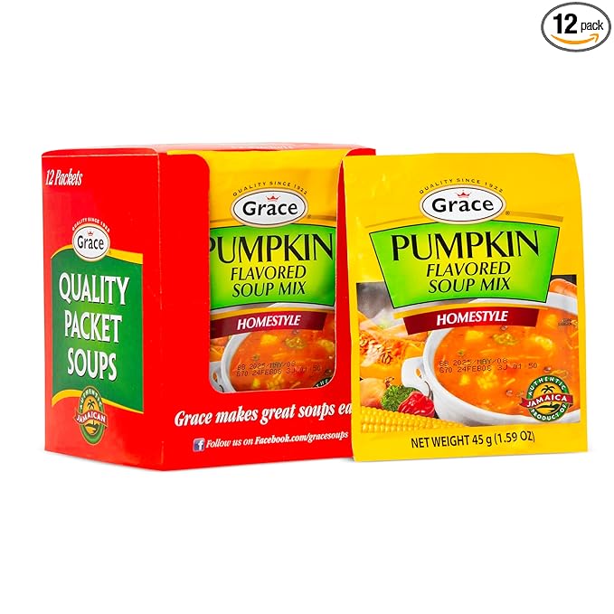 Grace Pumpkin Flavored Soup Mix 1.59oz - 12 Pack Homestyle Jamaican Pumpkin Mix