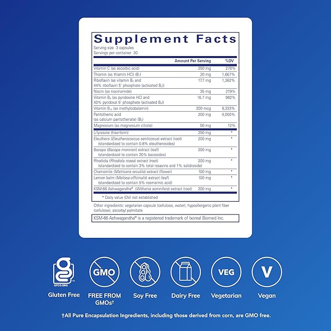 Pure Encapsulations Daily Stress Formula | Promotes Relaxation and Moderates The Effects of Occasional Stress*| 90 Capsules