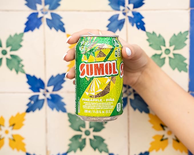 Sumol Pineapple Sparkling Juice Beverage Real Fruit Pulp Imported from Portugal 11.15 oz Cans (Pack of 24) (Pineapple)