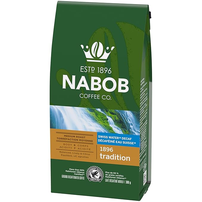 Nabob 1896 Tradition Ground Decaffeinated Coffee 300g/10.6 oz. (Pack of 6) {Imported from Canada}
