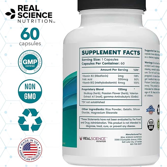 Tremanol Natural Aid Essential Tremor Relief Herbal Supplement for Neurological Support - Includes Vitamin B2 &amp B12 Passionflower &amp Skullcap for Hand Tremor Aids - Made in USA 60 Caps