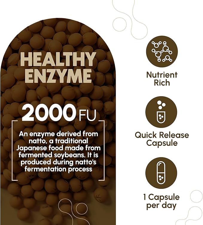 Nattokinase Supplement - 2000 FU of Enzyme - 270 Capsules of Nattokinase 100mg - Gluten Free Non-GMO Vegan
