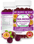 Lunakai USA Made Irish Sea Moss Gummies with Ashwagandha &amp Elderberry – Delicious Daily Immune &amp Stress Support Supplement for Men &amp Women 60ct