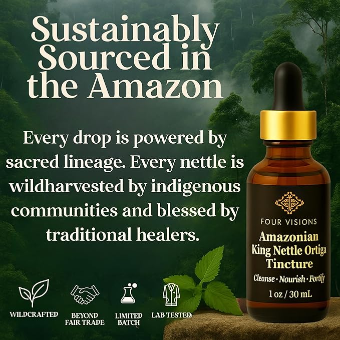 Four Visions Stinging Nettle Tincture (King Nettle) – Organic Liquid Herbal Supplement for Immune Support Prostate Health Hormone Balance &amp Daily Detox – Ortiga Verde Orgánica – 1 oz
