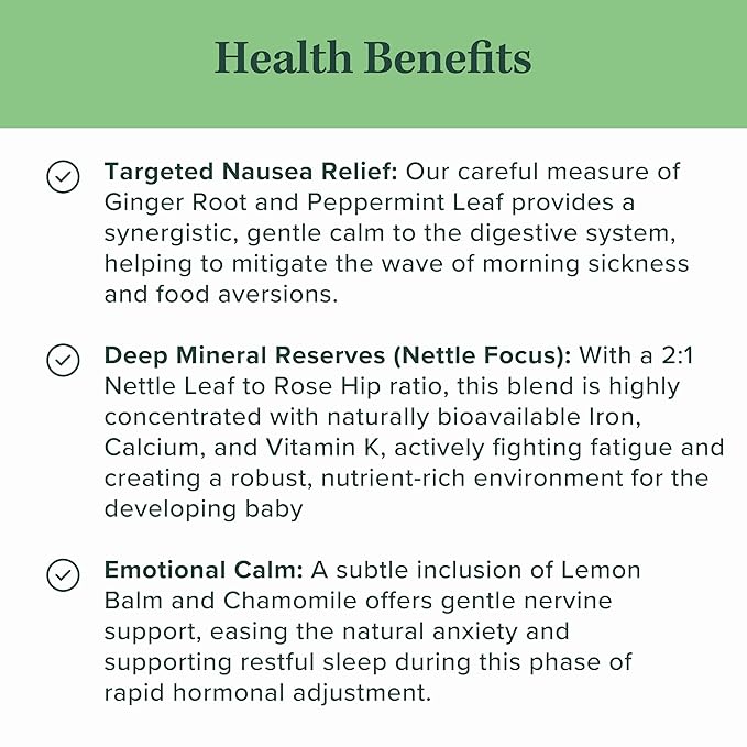 Jade Tea - Organic First Trimester Tea - Nurturing Pregnancy Tea | First Bloom | Gentle Morning Sickness Relief &amp Foundational Prenatal Nutrition | Caffeine-Free | Made In USA