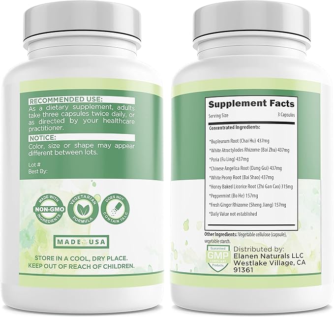 Elanen Naturals Xiao Yao San Free and Easy Wanderer Xiao Yao Wan Xiao Yao Pian 100 Vegetarian Capsules