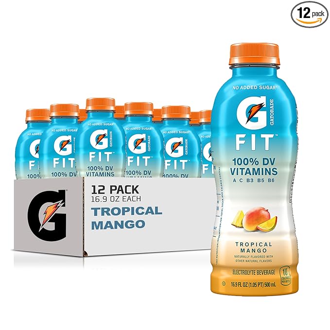 Gatorade Fit Electrolyte Beverage Healthy Real Hydration Tropical Mango 16.9.oz Bottles (12 Pack)