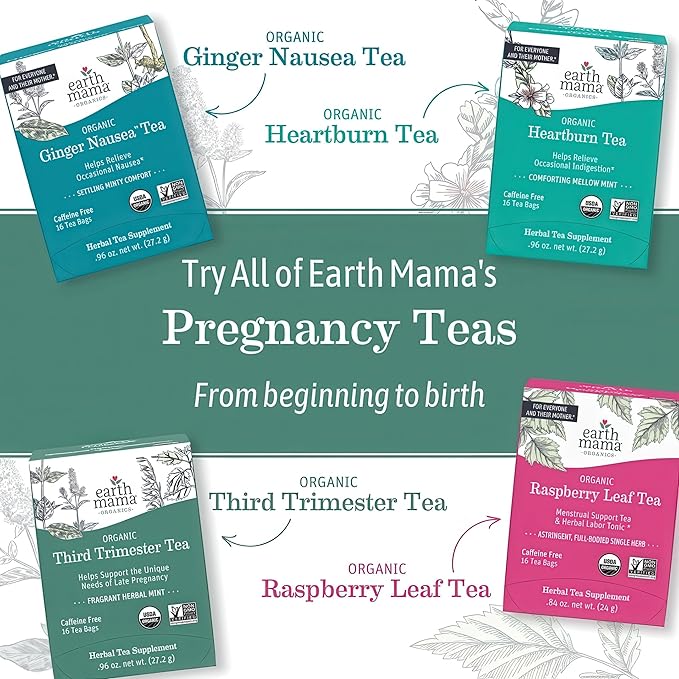 Earth Mama Organic Periodic Tea | Organic Herbal Support for Periods Postpartum &amp Perimenopause 16 Teabags Per Box